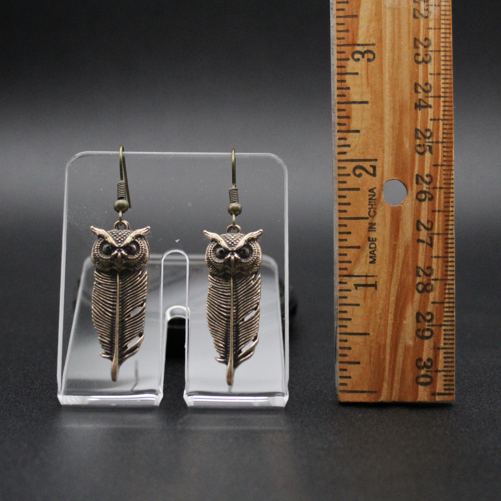 Owl Feather Earrings (Bronze)
