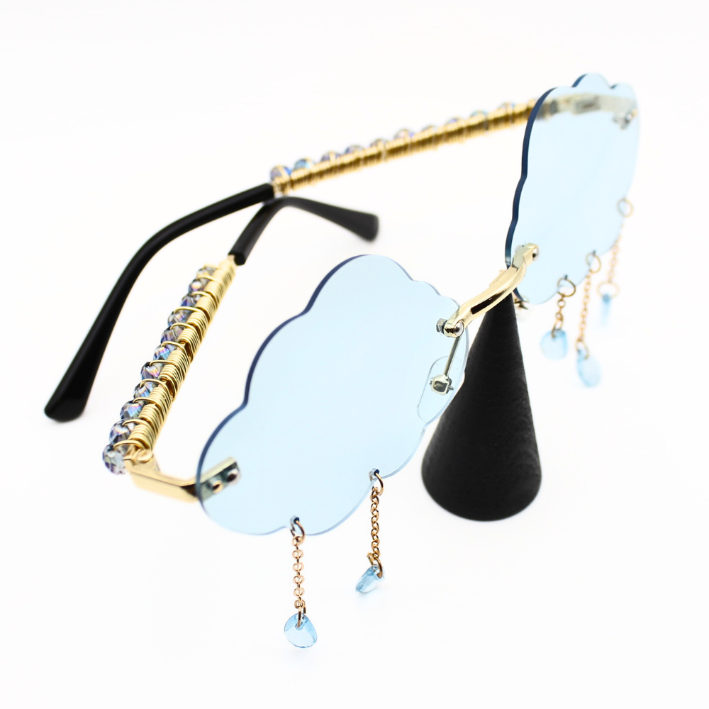 Cloud-Shaped Glasses with Rain Drops