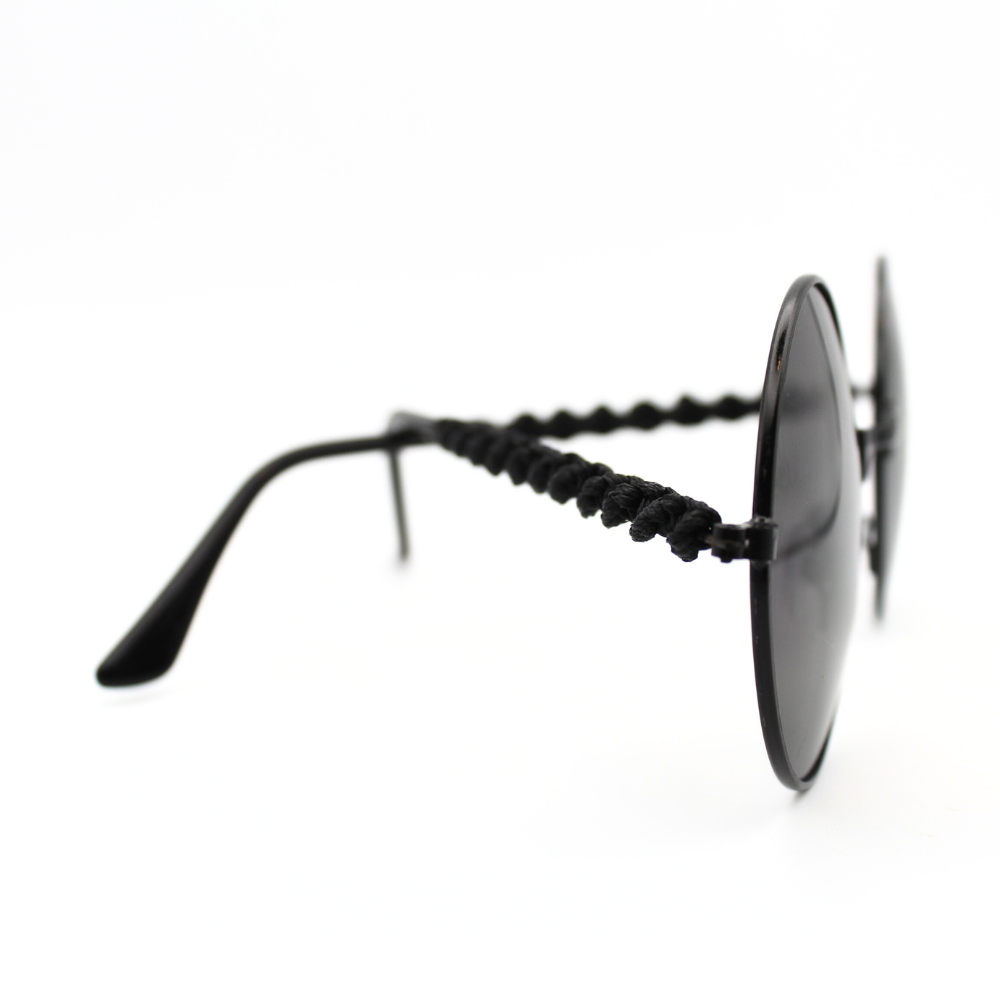 Black Round Macrame Sunglasses