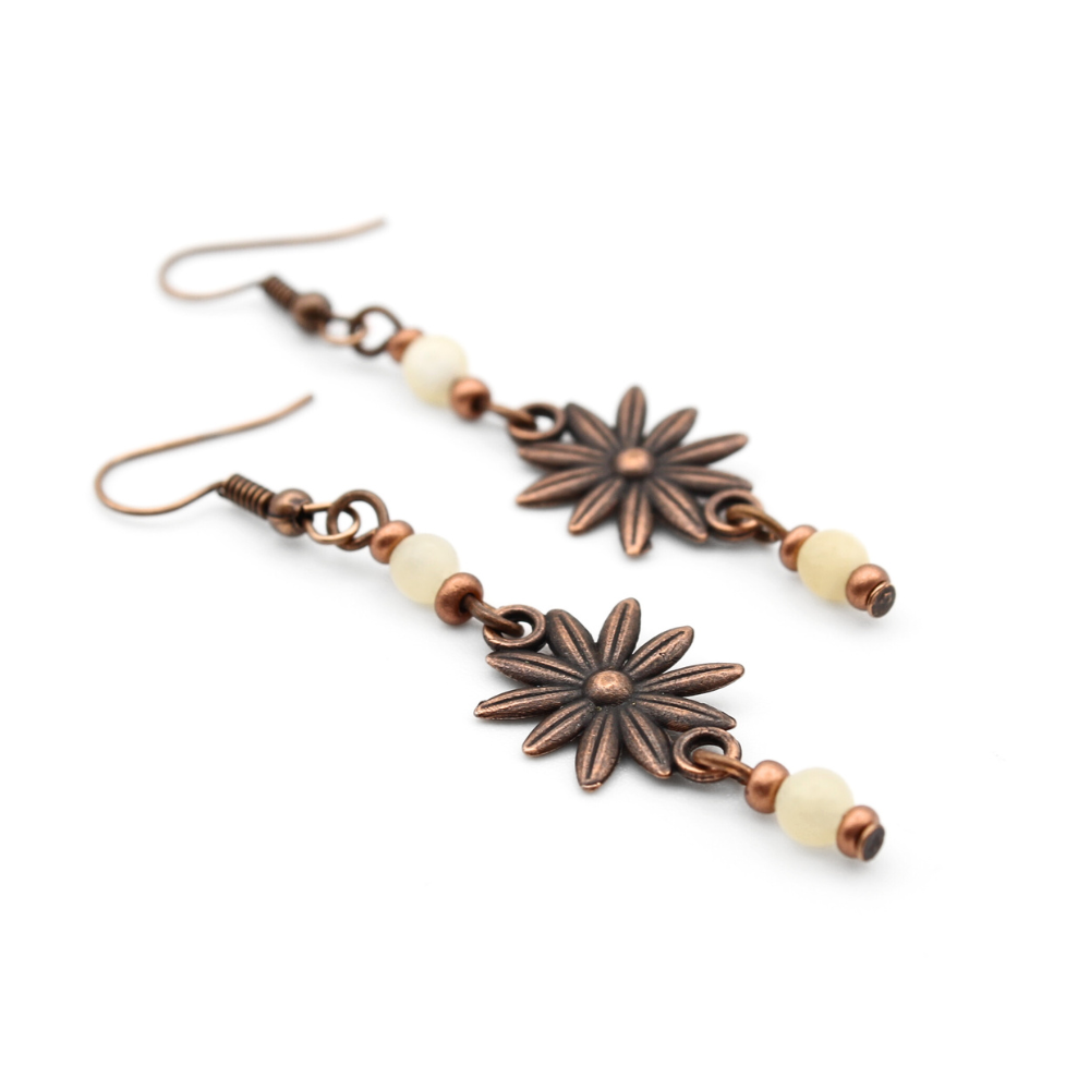 Daisy Charm Earrings with Yellow Aventurine