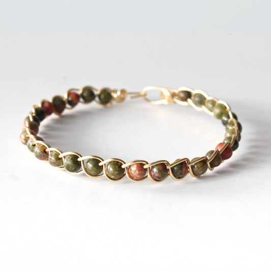 Unakite Bangle Bracelet (w/ Clasp)