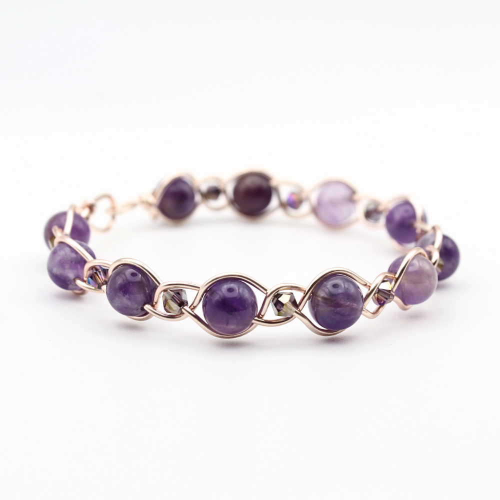 Amethyst Rose Gold Bangle Bracelet (with Clasp)