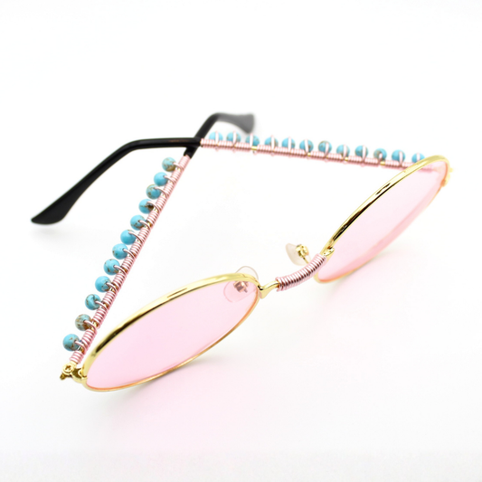 Desert Bloom Round Sunglasses with Turquoise
