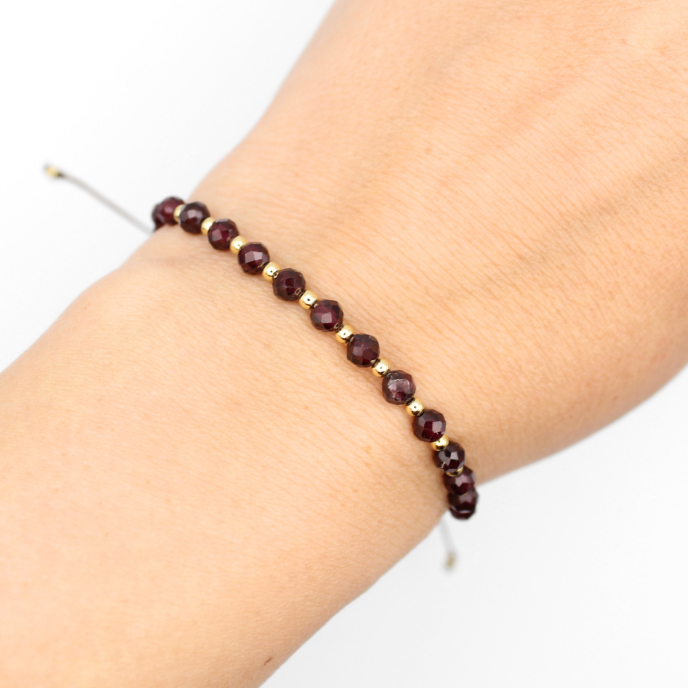 Garnet & Gold Bracelet (Adjustable)