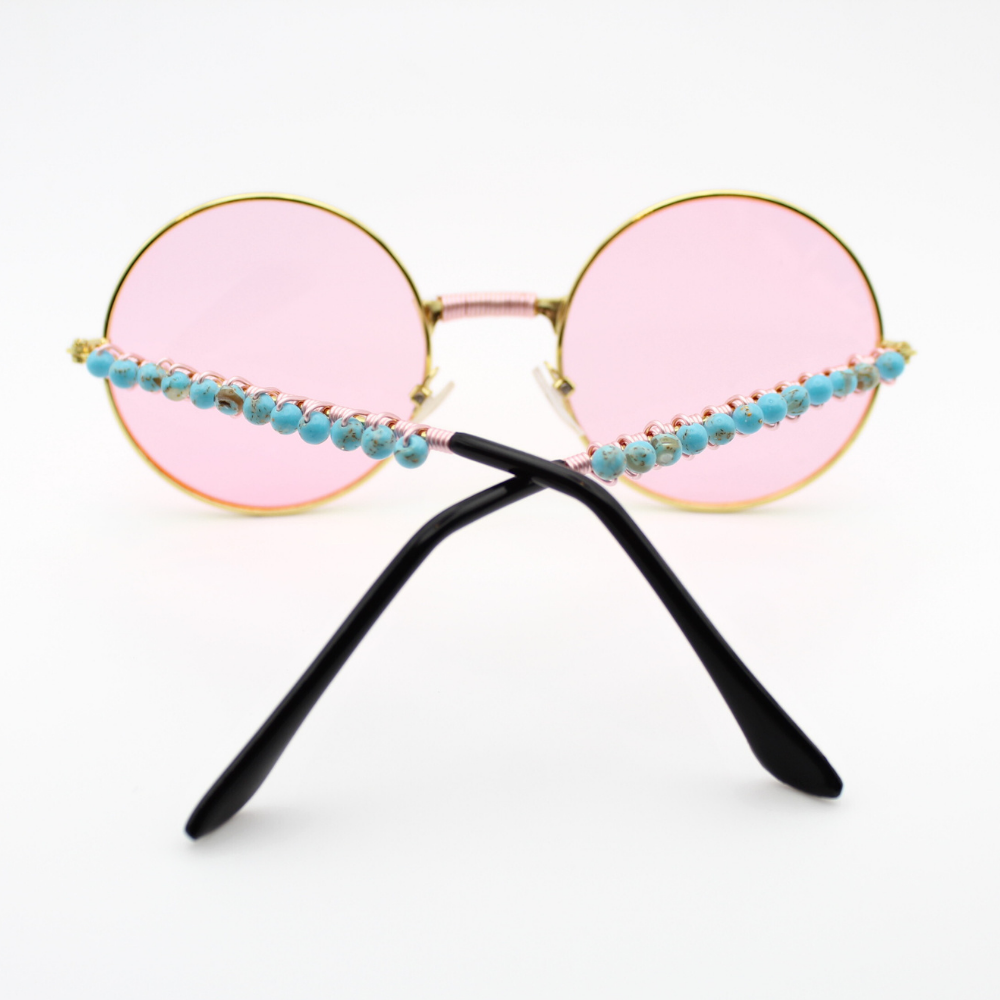 Desert Bloom Round Sunglasses with Turquoise
