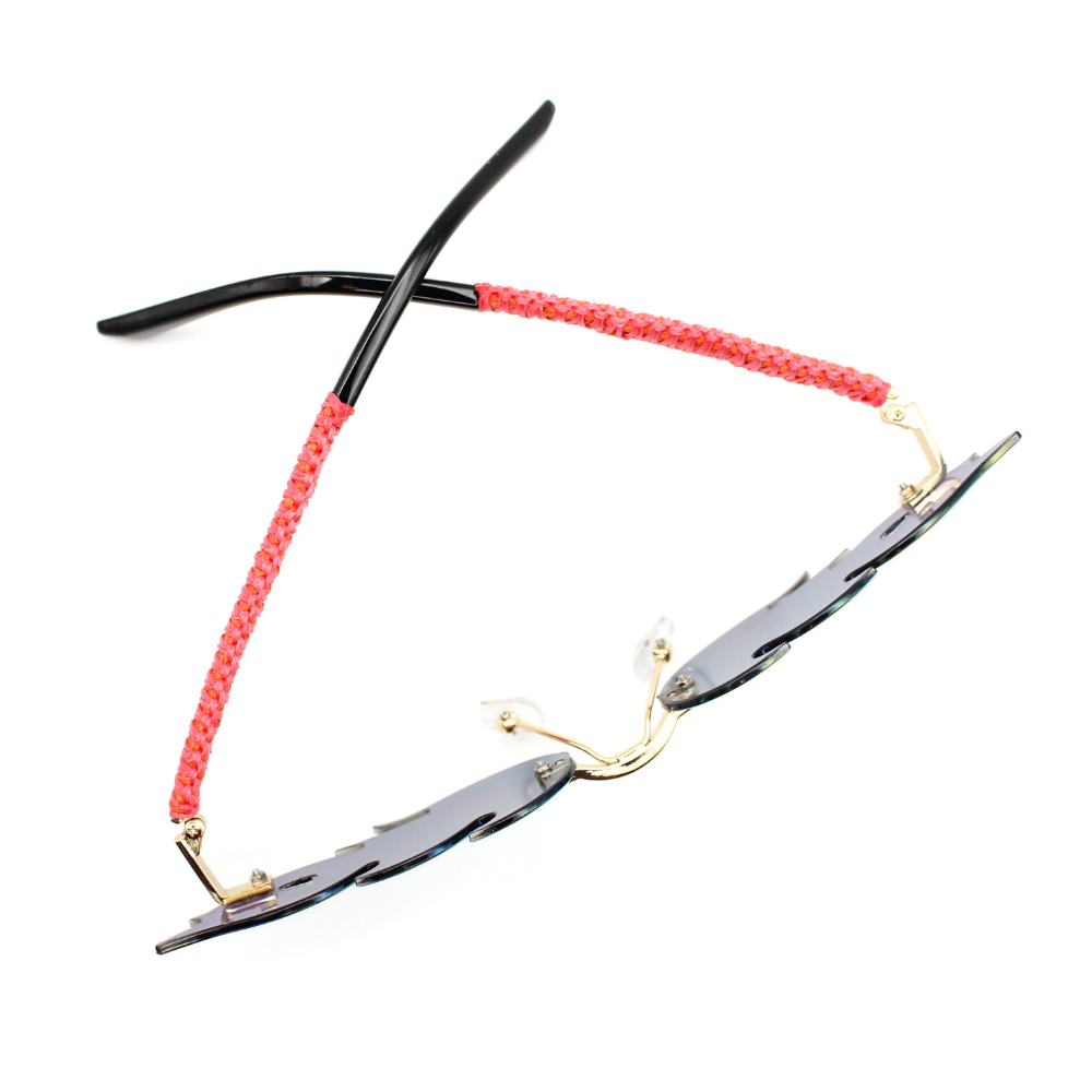 Pink Flame Sunglasses with Macrame