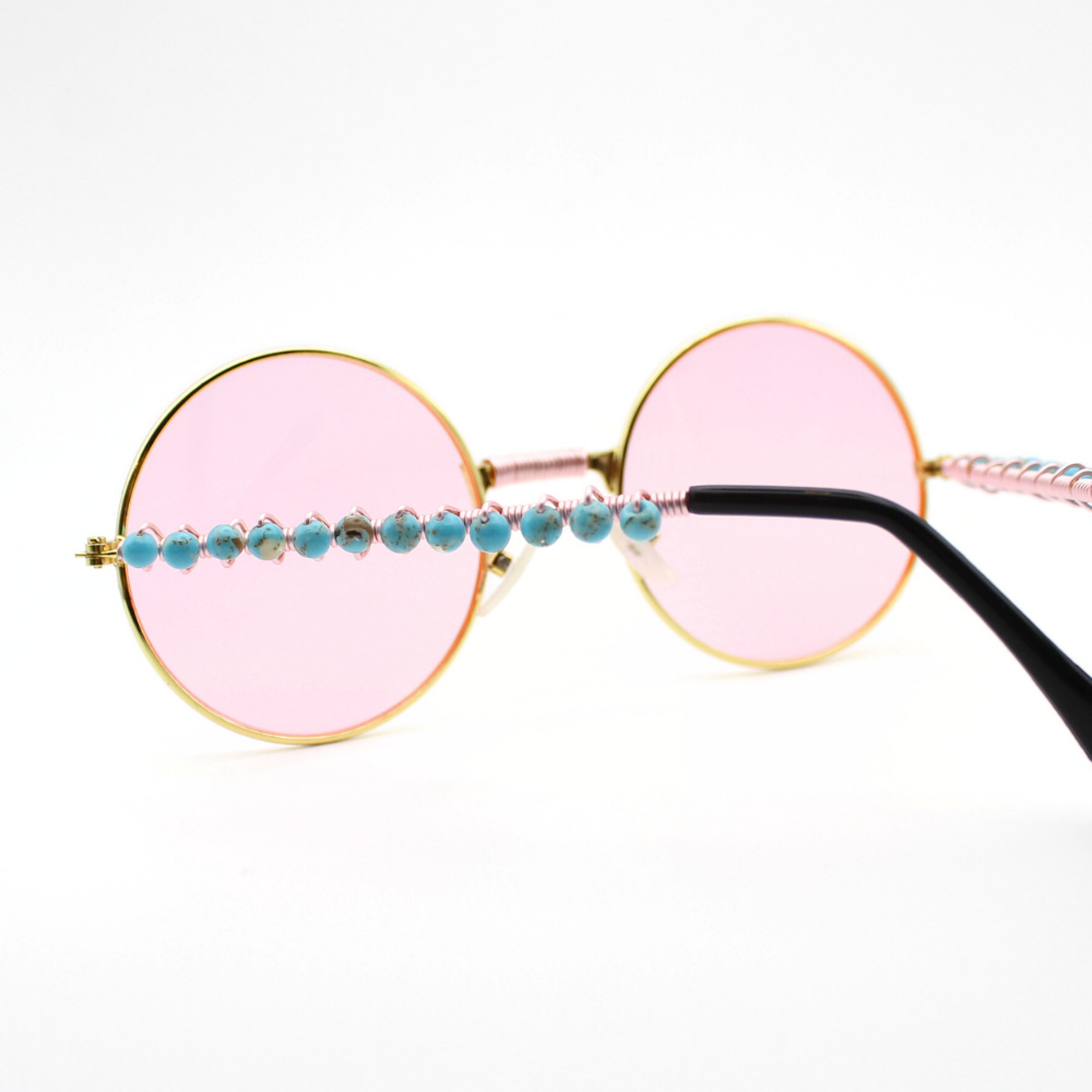 Desert Bloom Round Sunglasses with Turquoise