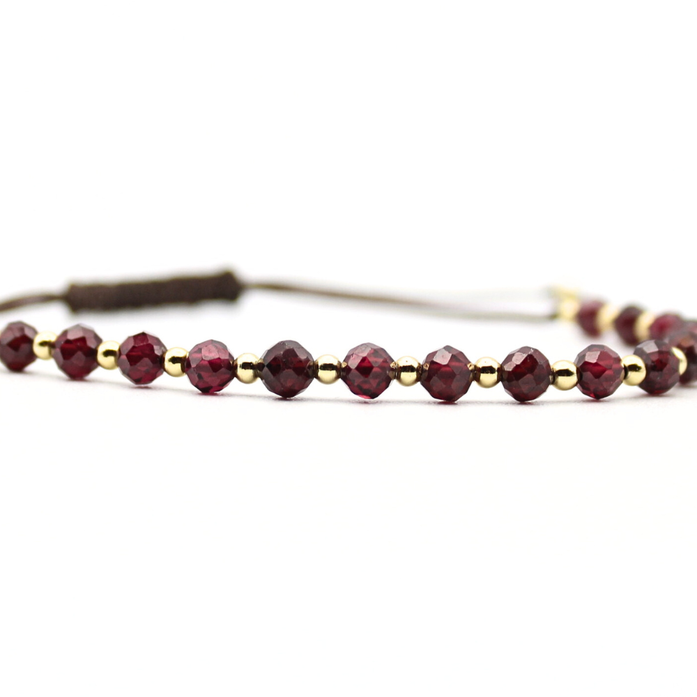 Garnet & Gold Bracelet (Adjustable)