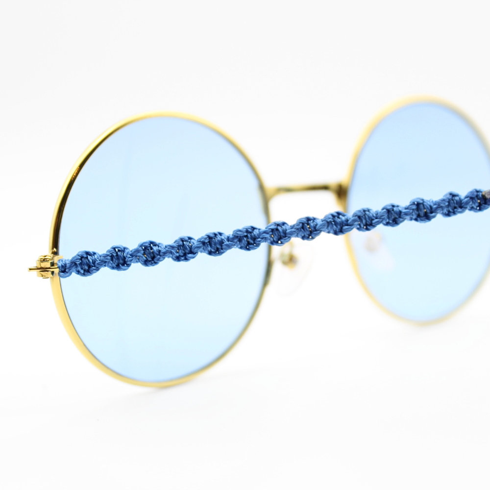 Blue Round Glasses with Macrame