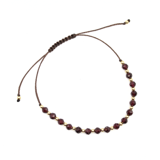 Garnet & Gold Bracelet (Adjustable)