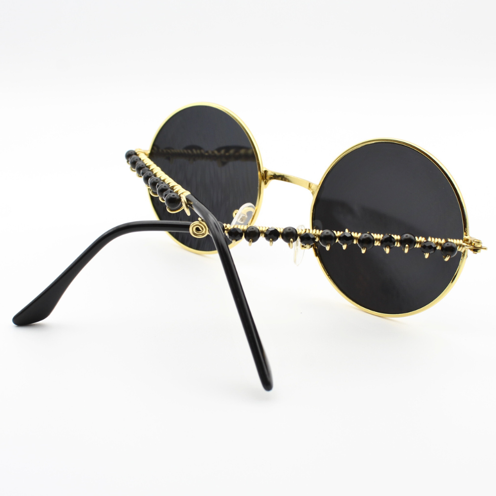 Round Sunglasses with Obsidian