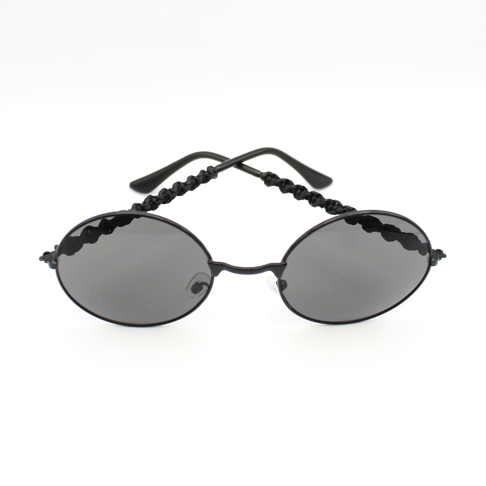 Black Round Macrame Sunglasses