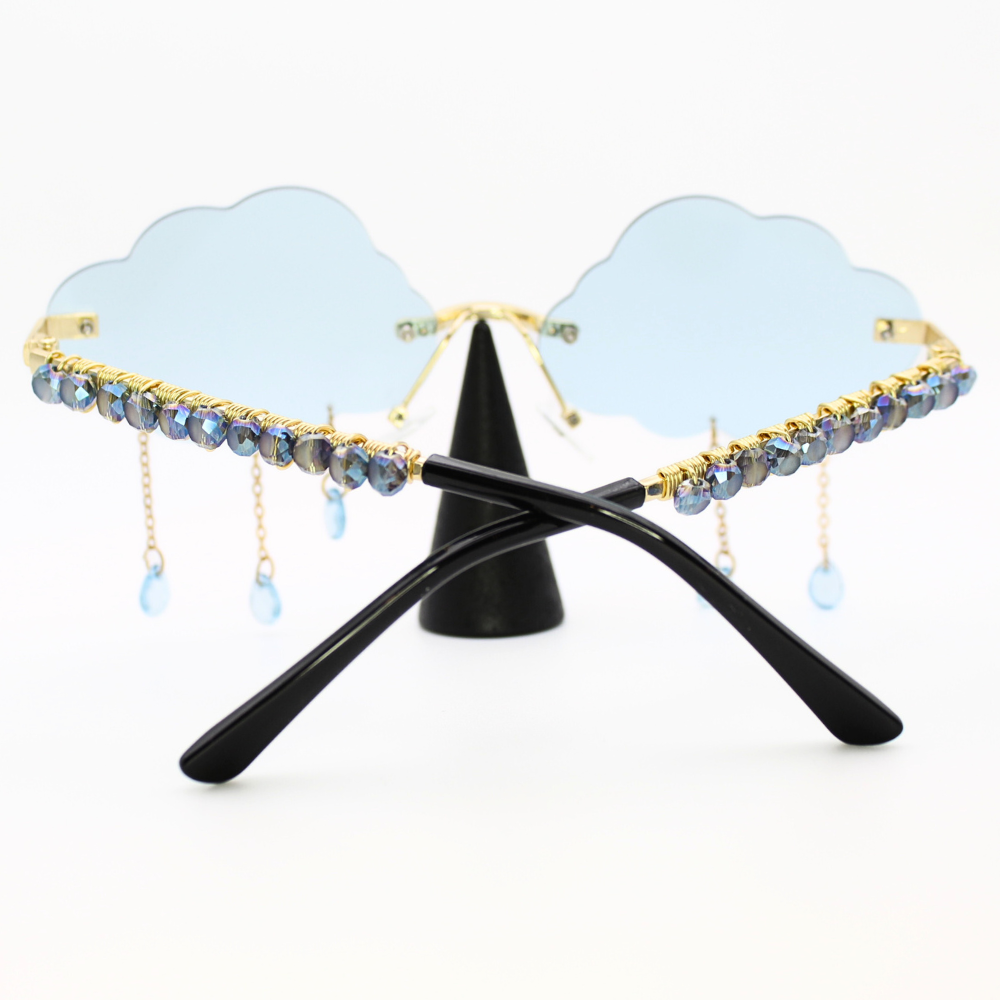 Cloud-Shaped Glasses with Rain Drops