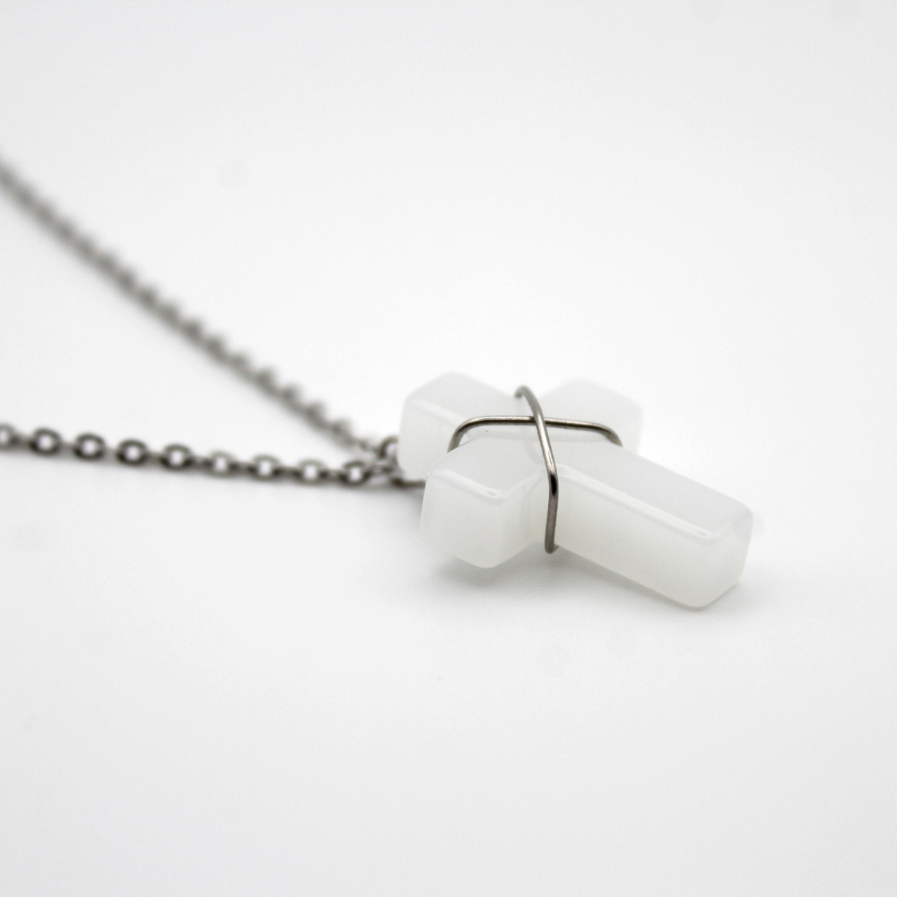 White Quartz Cross Necklace