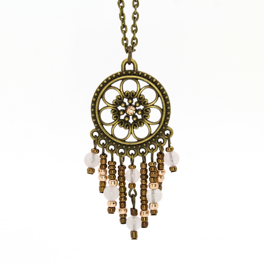 Rose Quartz Dream Catcher Necklace