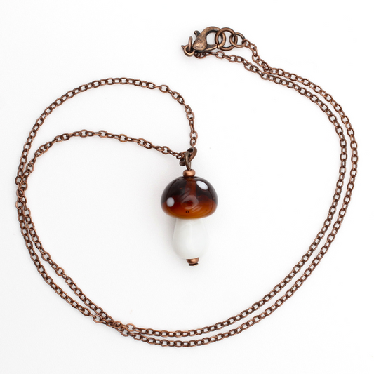 Glass Mushroom Necklace (Copper)