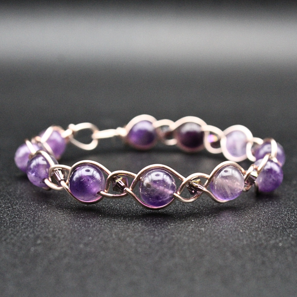 Amethyst Rose Gold Bangle Bracelet (with Clasp)