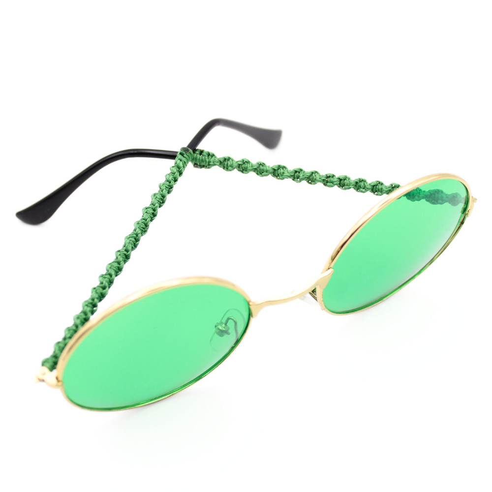Green Round Glasses with Macrame