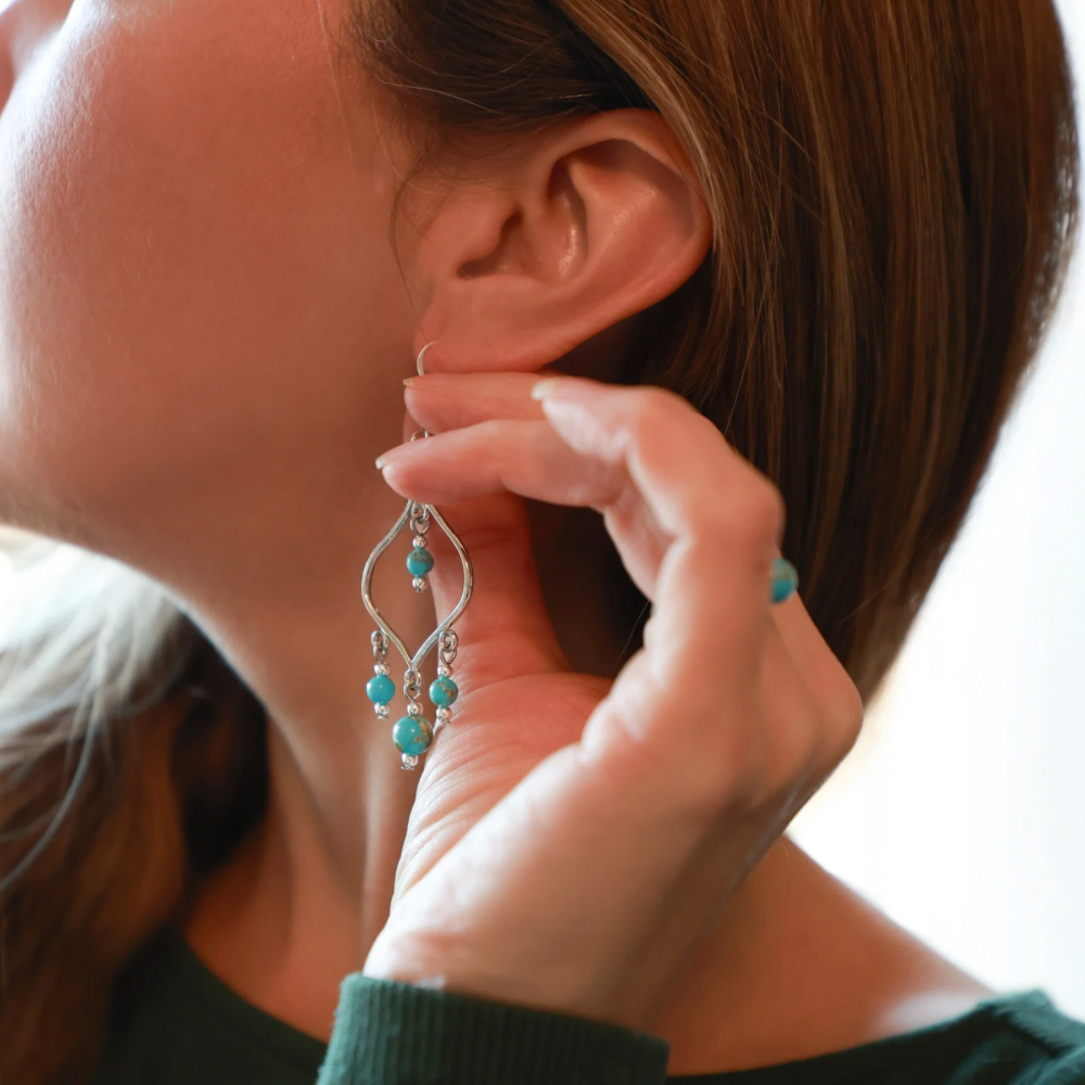 Turquoise Dangle Earrings (Silver)