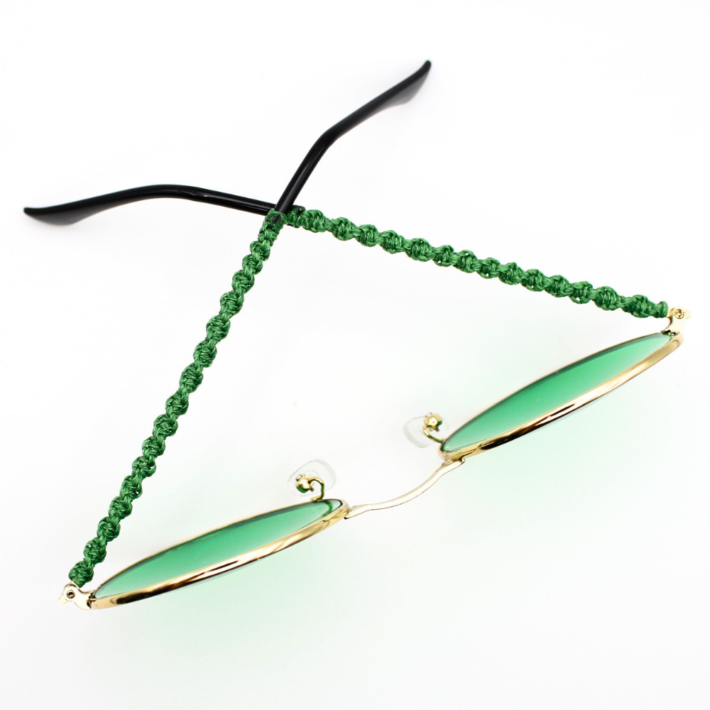 Green Round Glasses with Macrame