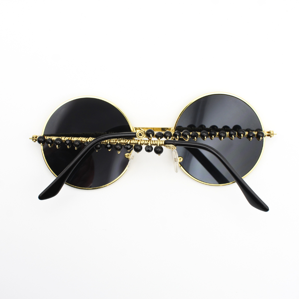Round Sunglasses with Obsidian