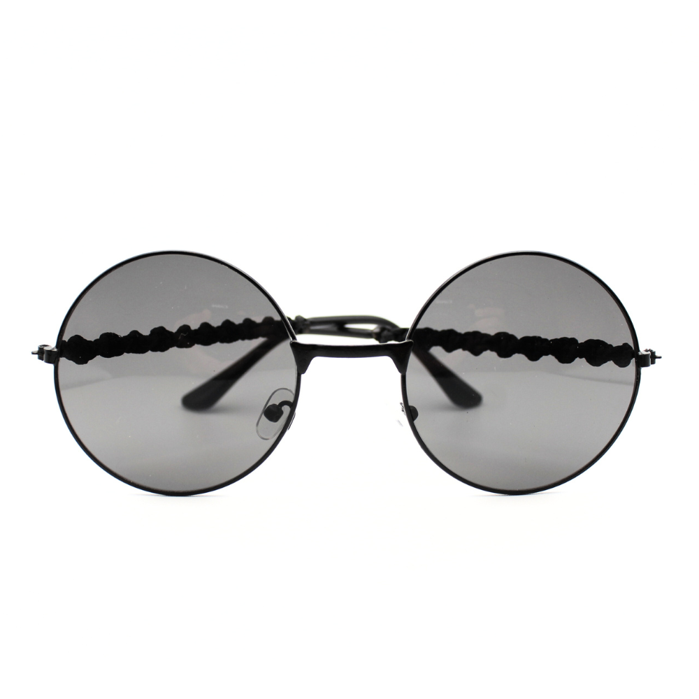 Black Round Macrame Sunglasses