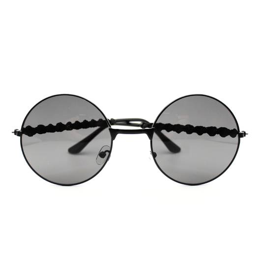 Black Round Macrame Sunglasses