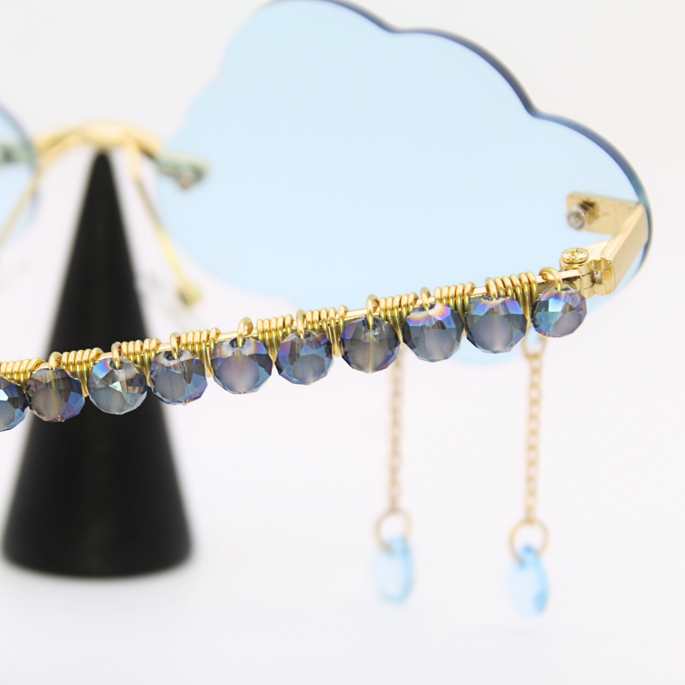 Cloud-Shaped Glasses with Rain Drops