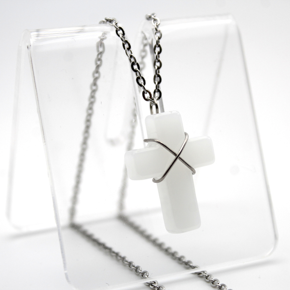 White Quartz Cross Necklace