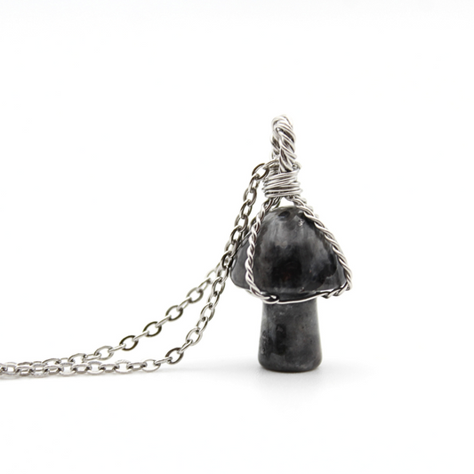 Black Labradorite Mushroom Necklace