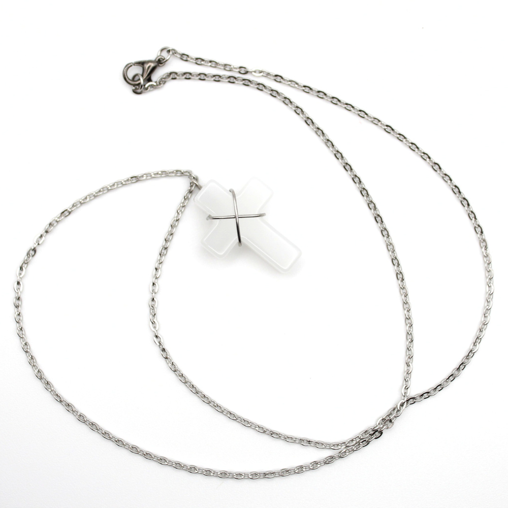 White Quartz Cross Necklace