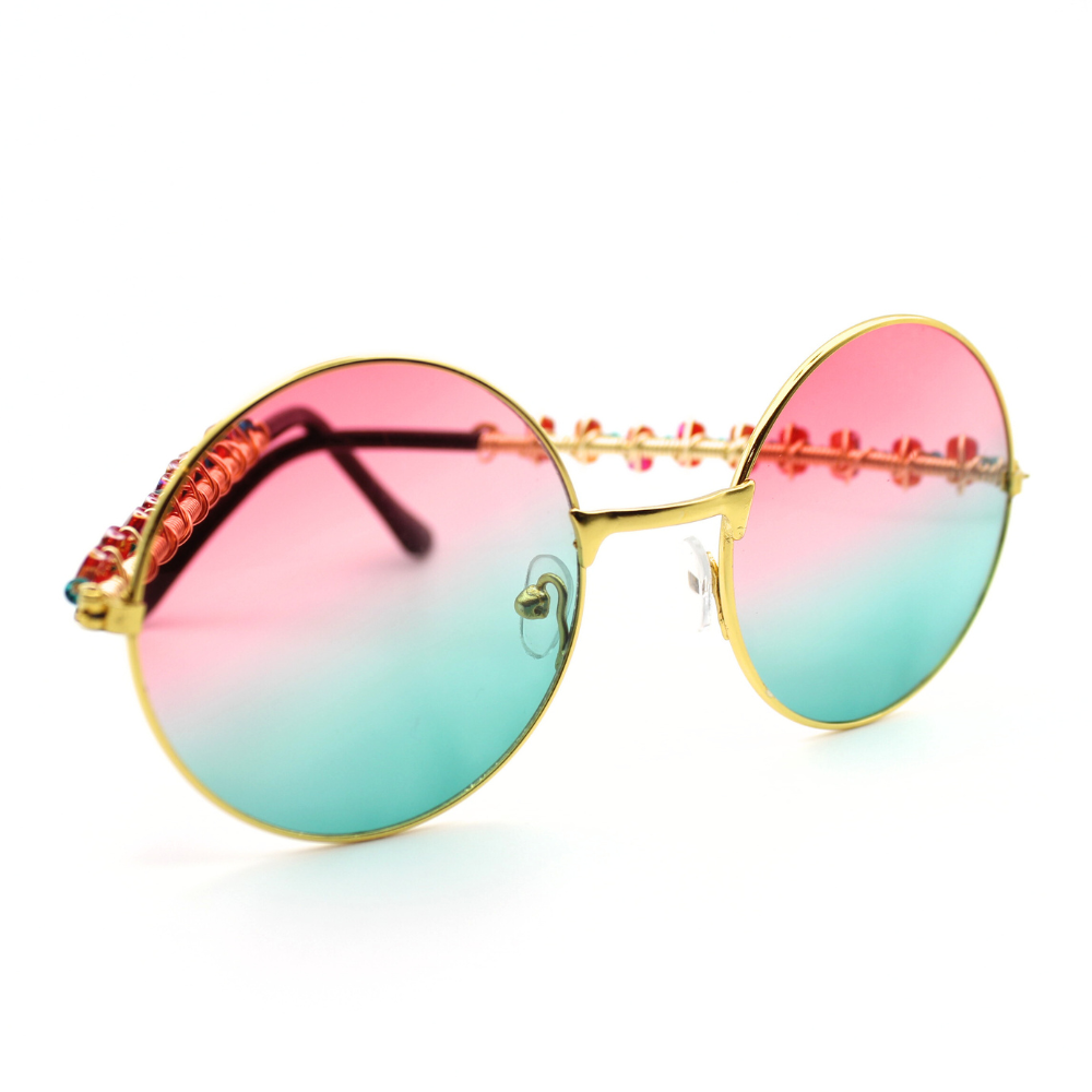 Pink + Seafoam Dream Round Sunglasses
