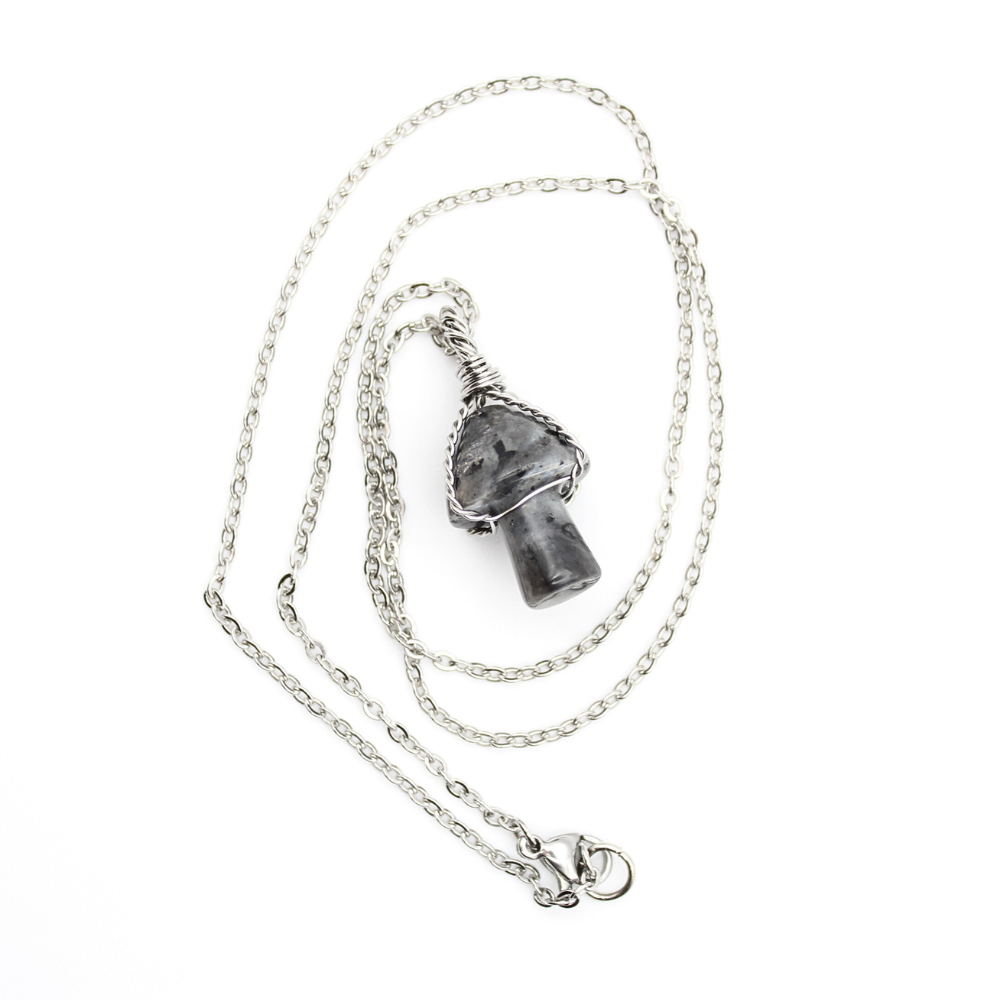 Black Labradorite Mushroom Necklace