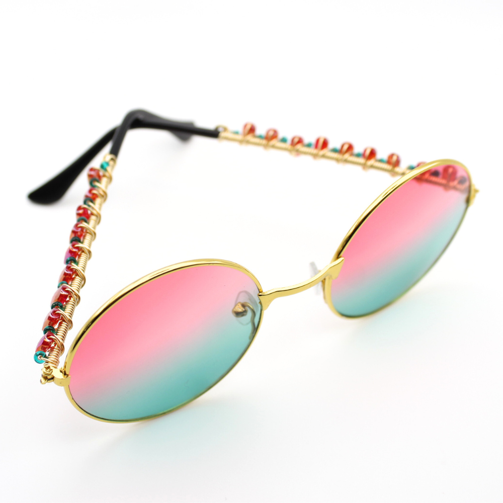 Pink + Seafoam Dream Round Sunglasses
