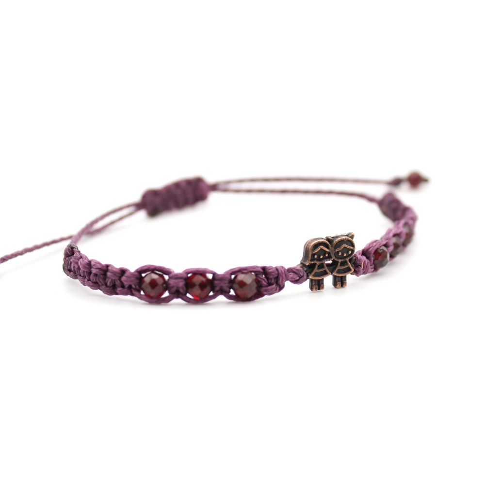 Friendship Bracelet with Garnet (Adjustable)