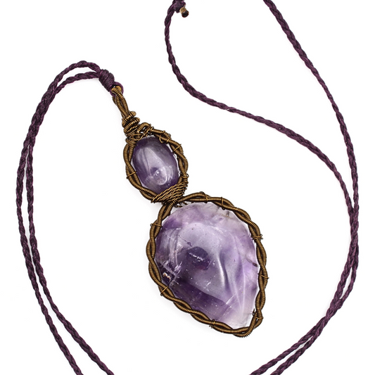 Amethyst Double Stone Necklace