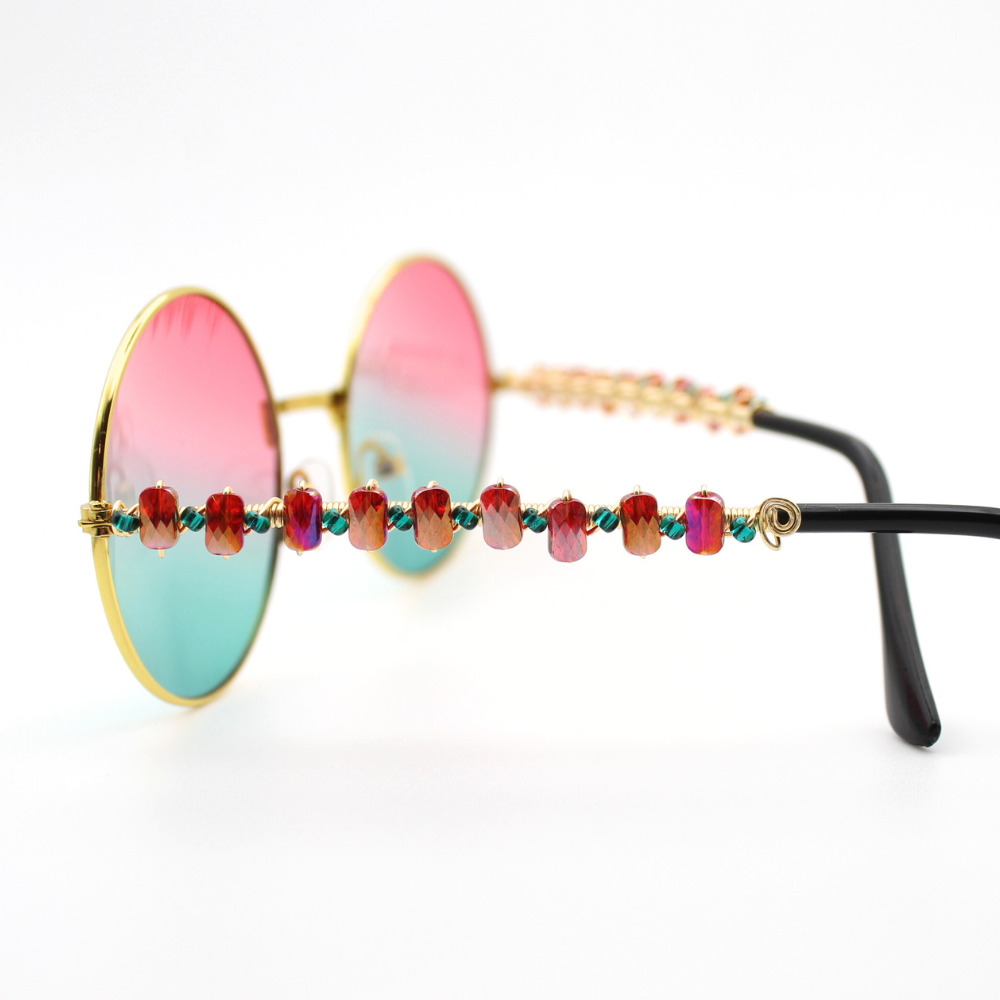 Pink + Seafoam Dream Round Sunglasses