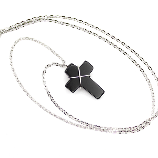 Black Obsidian Cross Necklace